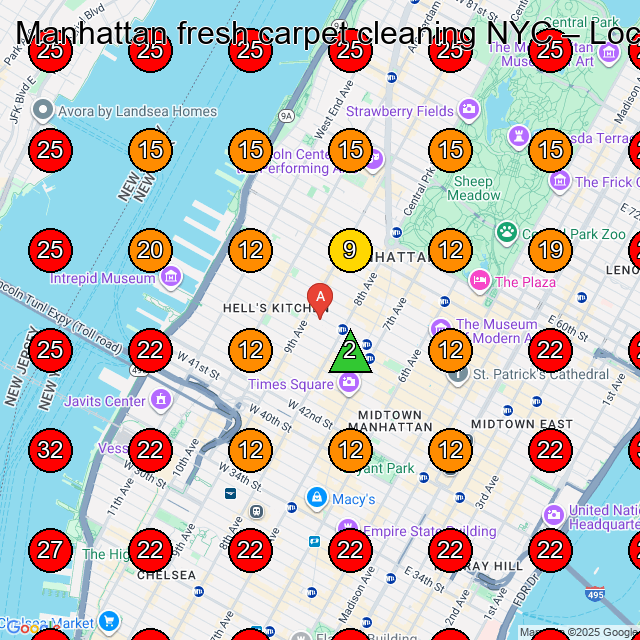 Manhattan fresh carpet cleaning NYC GeoGrid visibility map for Carpet Cleaning Service in New York